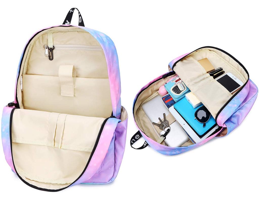 Mygreen Backpack for Elementary School Starry Sky Pattern Girls, Lightweight, Water-Repellent, (Purple)