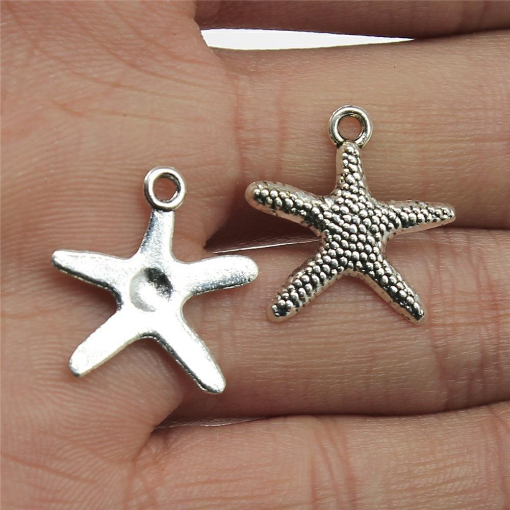 10pcs Charms Marine Starfish Antique Bronze Silver Color Pendants Making DIY Handmade Tibetan Silver Color Jewelry