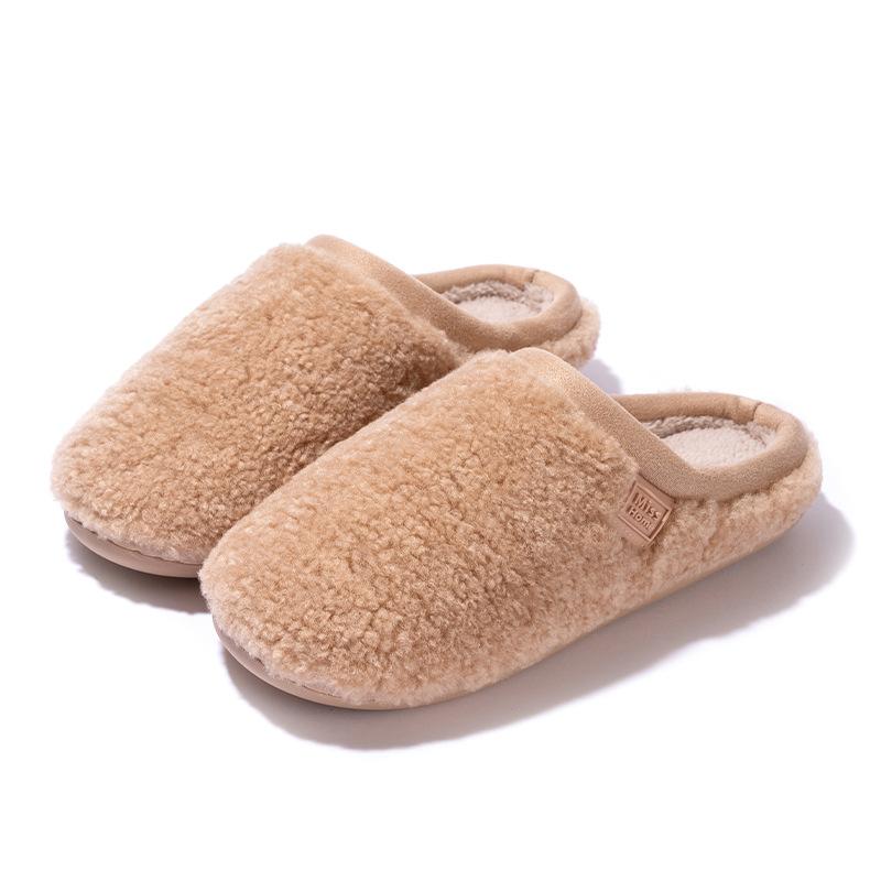 High-quality home cotton slippers winter indoor plush fleece indoor non-slip fluffy slippers