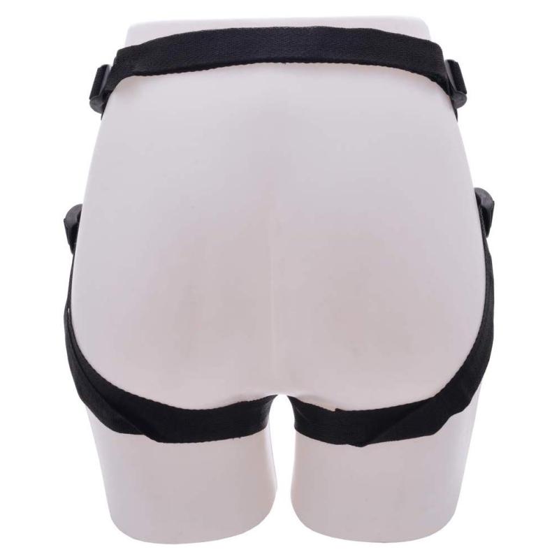 Harnaș pentru vibrator cu curele reglabile, cu două orificii, ham cu fixare din piele