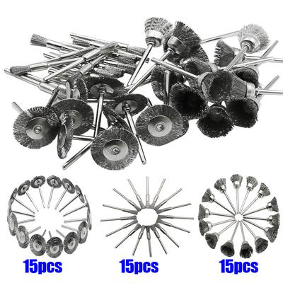 45pcs Mini Rotary Stainless Steel Wire Wheel Wire Brush Small Wire Brushes Set Accessories for  Mini Drill Rotary Tools