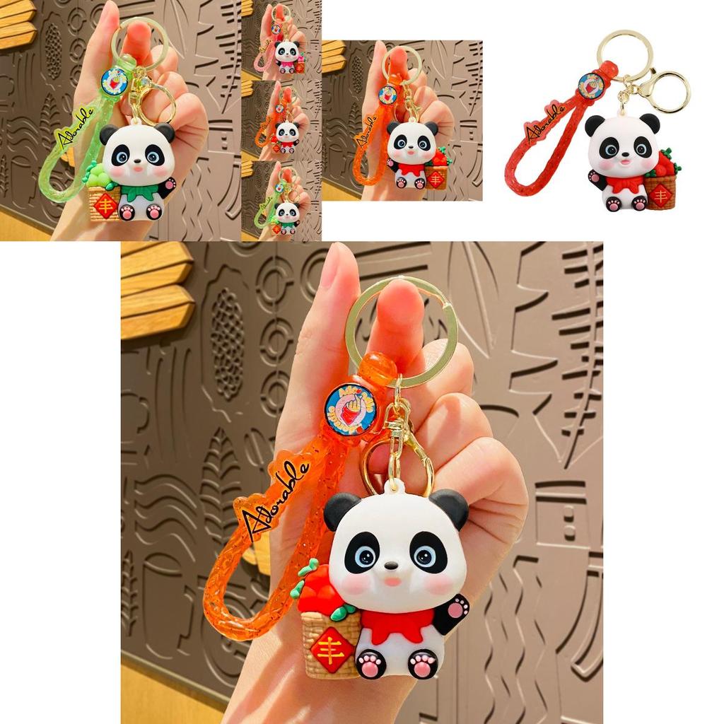 Adorable Cartoon Harvest Panda Keychain Plush Bag Charm Car Ornament Gift