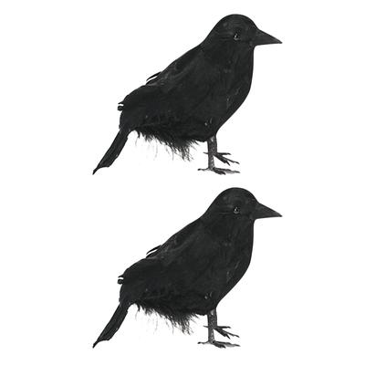 Pássaros de decoração de Halloween com penas pretas realistas para Halloween