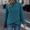 Women's Fashionable Solid Color Round Neck Long Sleeved Pullover Zipper Warm Casual Loose Sweatshirt Top