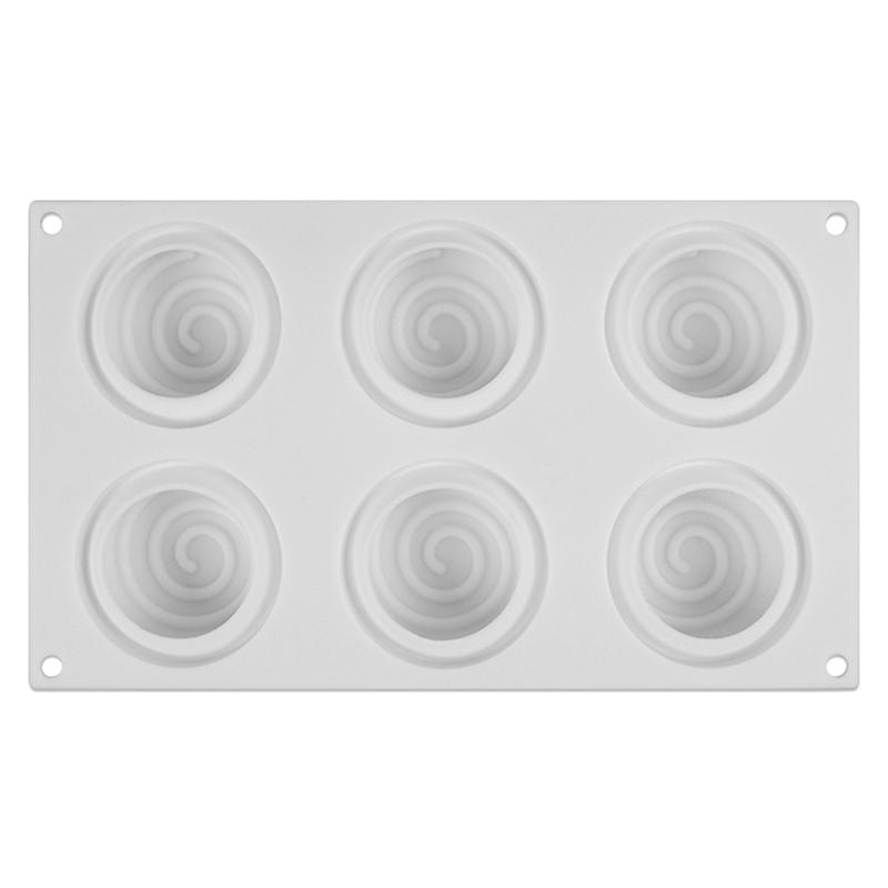 

Soap Mould Round Whirlpool Silicone Rubber 6 Cavities Mousse Cake Baking Mold Onesize