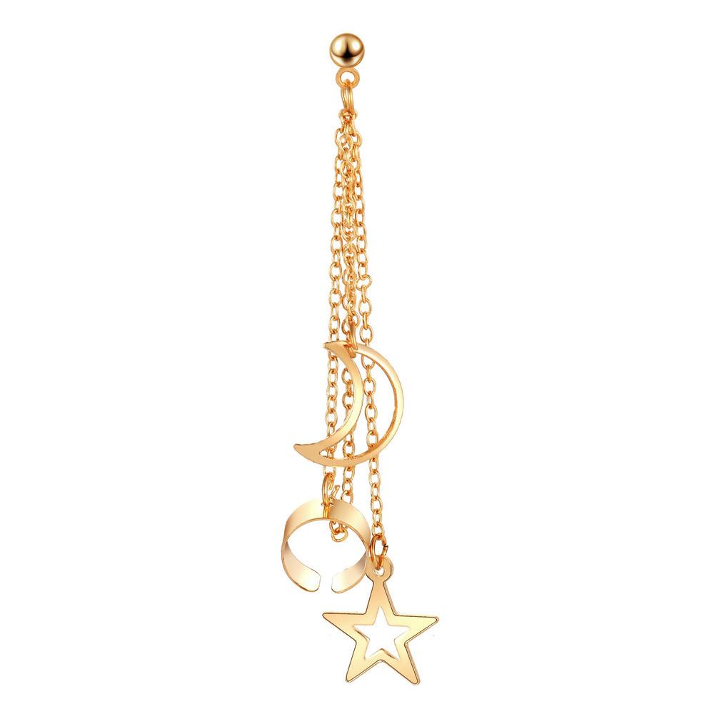 LATS Simple Fashion Punk Chain Ear Cuff for Women Clip on Earrings Gold Color Ear Cuff Non-Piercing Earring Trendy Zircon Gift
