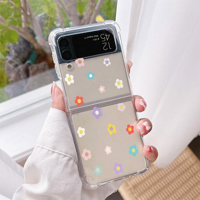 Hülle für Samsung Galaxy Z Flip 3 5G Funda Z Flip 4 Luxus Klar PC Hart Stoßfest Rückseite Handy Coque Liebesherz