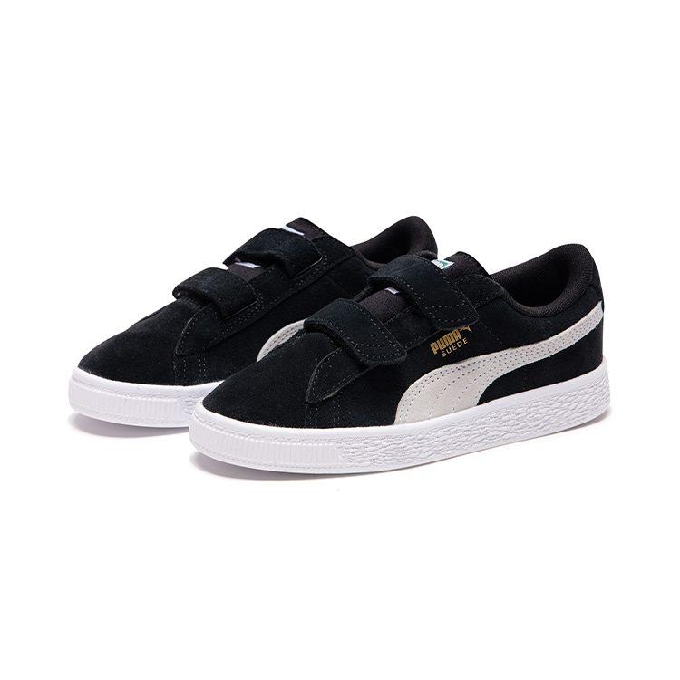 PUMA 2 Straps Low top Skateboard Shoes Black White Children Aged 3 7 Years Old 359595-01