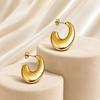 European High-End Frosted Gold Curved Hook Earrings - Sleek Stainless Steel Fashion Accessories