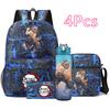 4 Pezzi/set Zaino Stampato Anime Demon Slayer Grande Capacità Borsa per Libri Borsa a Spalla Custodia per Borsa con Borraccia da 750ml Ragazzo Ragazza Zaino Impermeabile