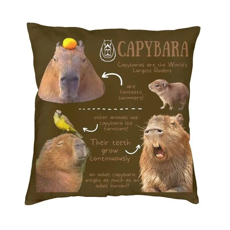Capybara Try Eating Cushion Cover Nordic Pillow  for Car Sofa Printed