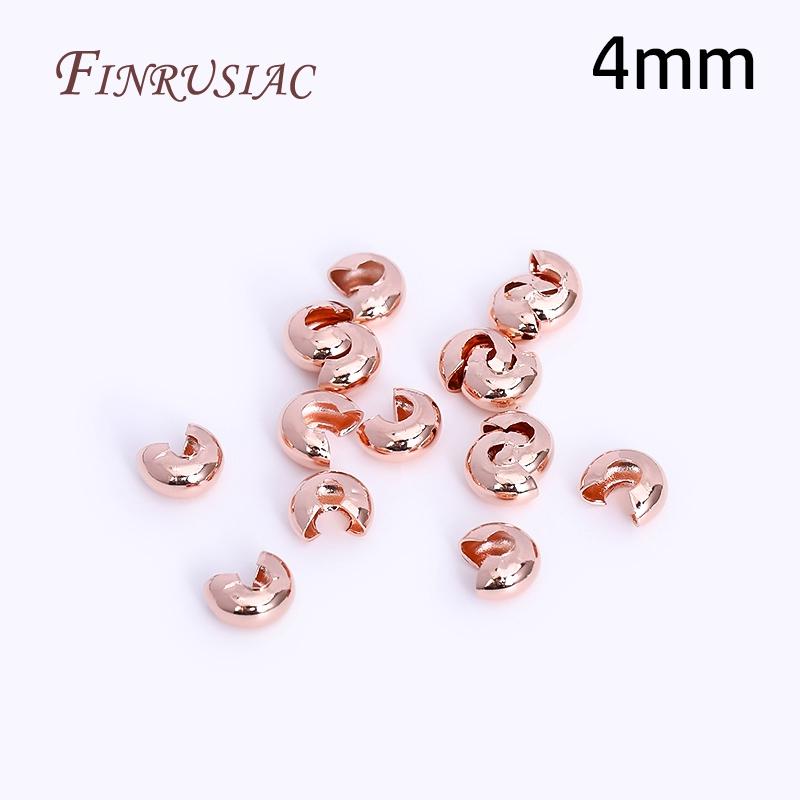 50Pcs/Lot 18K Gold Plated Open Crimp Beads,Round Covers Crimp End Beads,Stopper Beads For DIY Jewelry Making Accessories