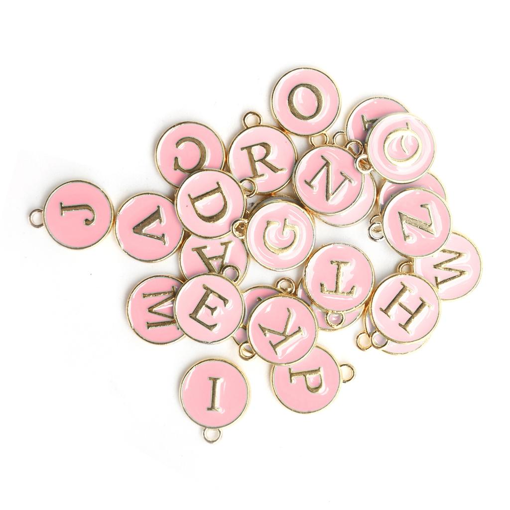 26pcs / Bag English Letter Pendant Metal Round Pendant for Jewelry Making Craft
