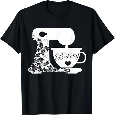 Backen Retro Mixer Blumenmuster Lustiger Bäcker Backgeschenk T-Shirt