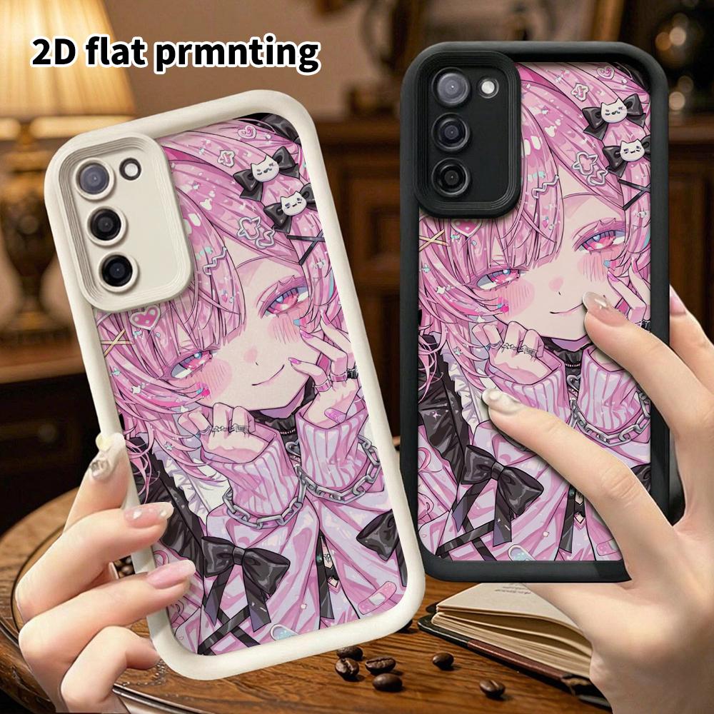 Phone Case: 2D Flat Samsung Galaxy A34 A35 M05 M06 S20 S22 S21 FE Plus 5G Layered Protective Case, Pink-haired Girl, Christmas and Halloween Gift