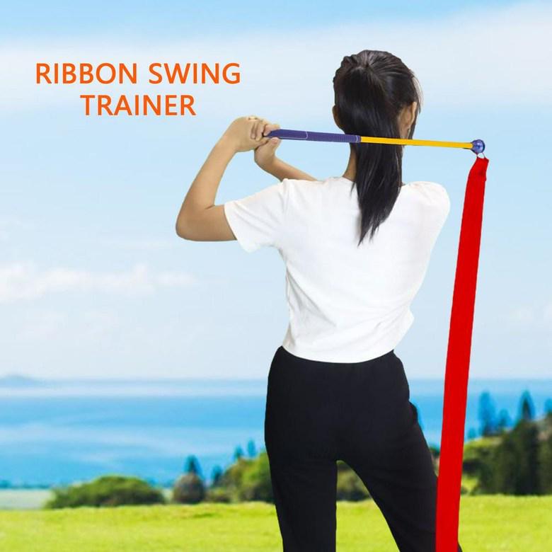 W126 Golf Schwungtrainer: 70CM Haltungs-, Rhythmus- & Übungsstock mit bunten Bändern für den Innenbereich
