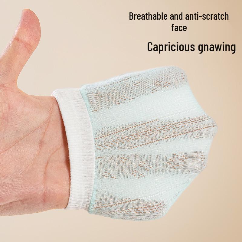 Pure Cotton Baby Anti-Scratch Mittens for Newborns 0-3 Months, All-Season, Thin Style for Spring & Autumn