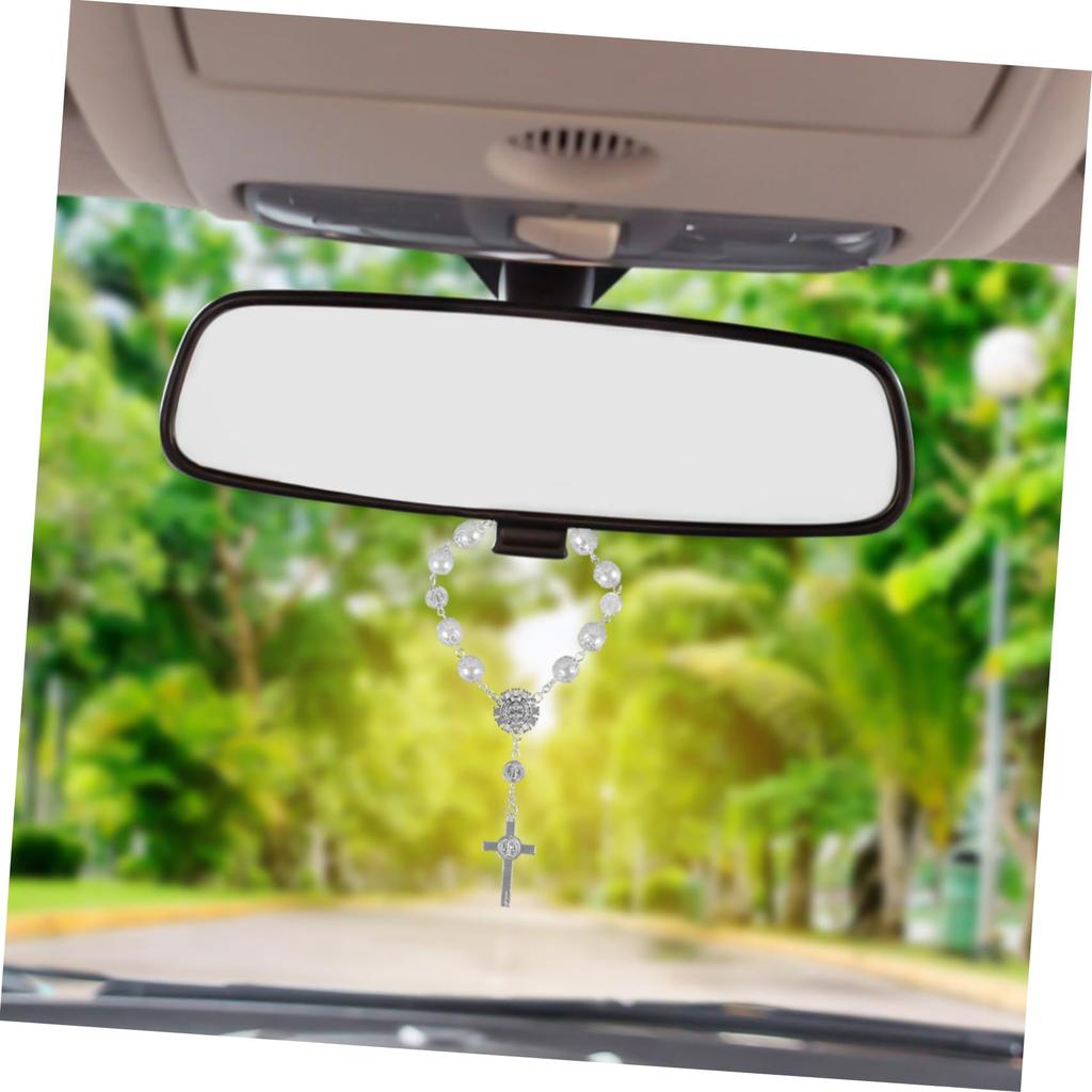 CALLARON Car Rosary Bracelet Car Mirror Hanging Prayer Beads