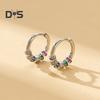 1 Pair Women Huggie Earrings Polished Colorful Flower Cubic Zirconia Small Ear Hoop Lightweight Metal Ear Jewelry for Daily Wear Dating Party