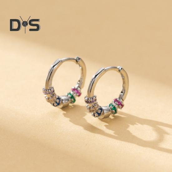 1 Pair Women Huggie Earrings Polished Colorful Flower Cubic Zirconia Small Ear Hoop Lightweight Metal Ear Jewelry for Daily Wear Dating Party