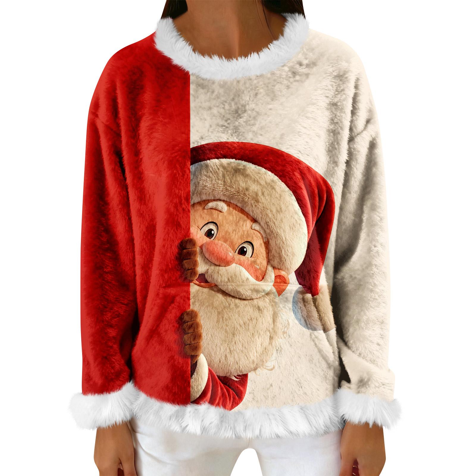 

Женский повседневный флисовый свитшот с длинными рукавами и круглым вырезом, удобный, свободного кроя, легкий, фланелевый свитшот для женщин XXL красный