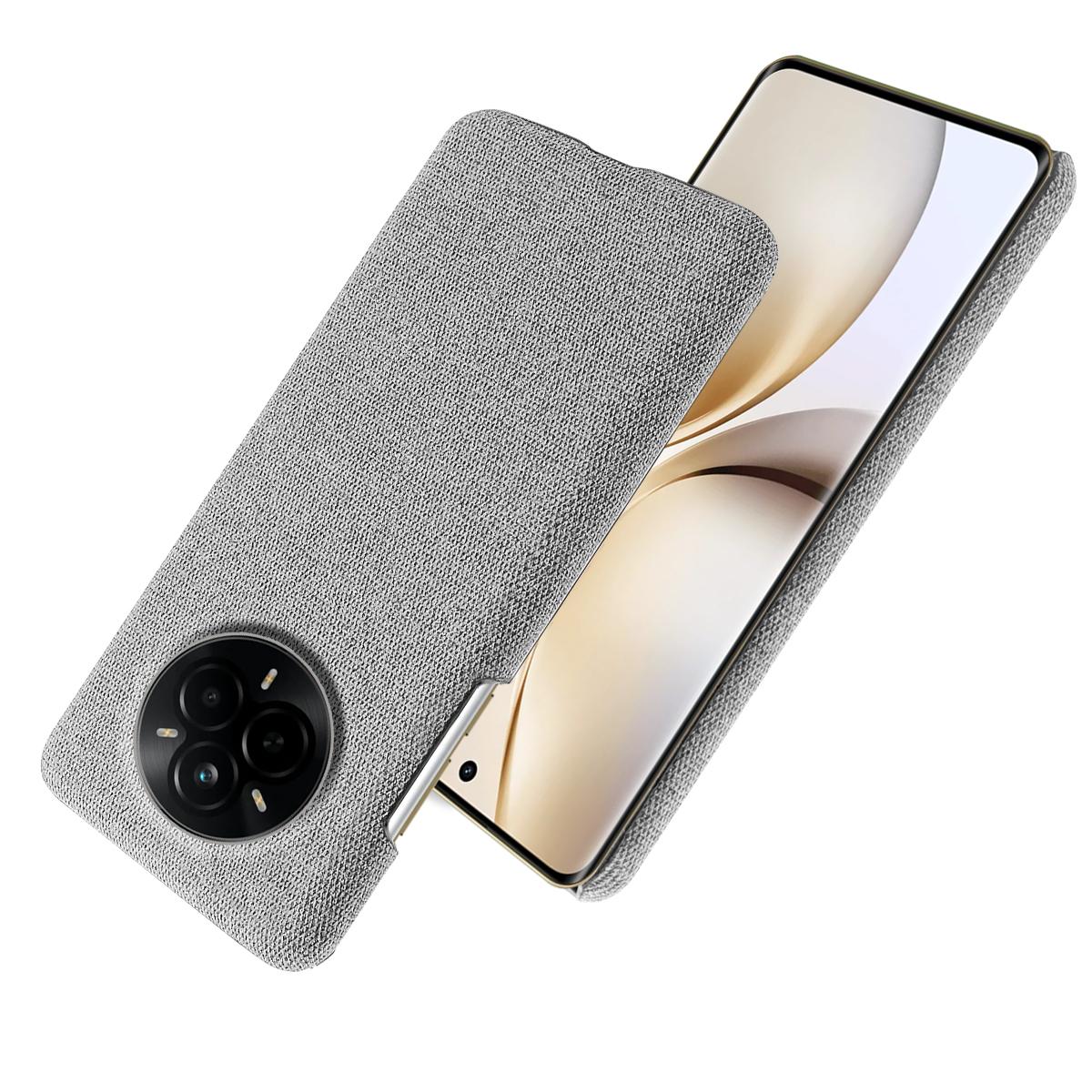 

For Realme 14 Pro 5G Phone Case Cloth Texture Anti-Scratch Protective PC Back Cover Light Grey