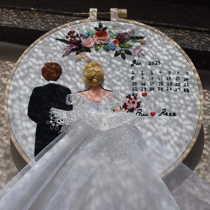 1 Stk. DIY Stickset mit Braut und Bräutigam Muster für Anfänger