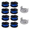 Trimmer Line Spools Compatible Ryobi One+ AC14RL3A (18/24/40V) — 8 Spools + 2 Caps, 3.35 M (Ø 0.065")