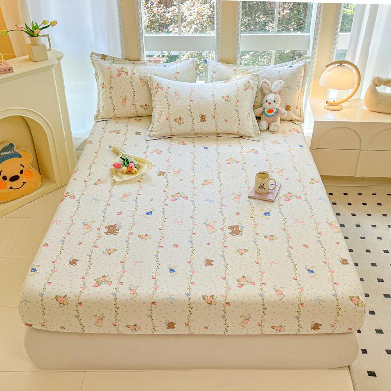 Kawaii Cartoon Panda Fitted Sheet With 2 Pillowcase Bamboo Tree Bed Sheet Set Cotton Bed Cover With Deep Pocket For Child Teen