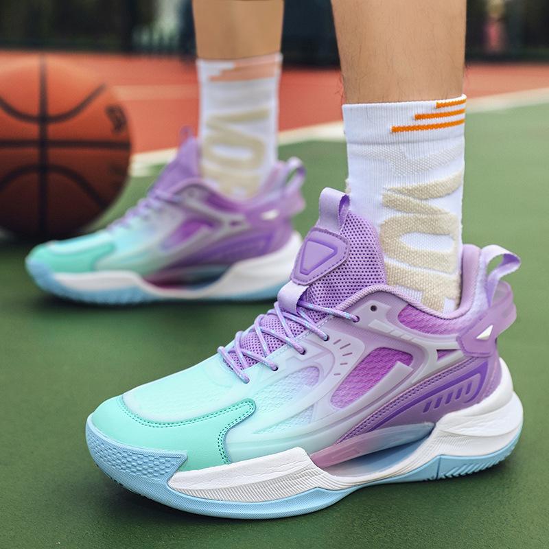 Luminous Basketball Shoes Sports Shoes for Men New Style Breathable Youth Students Shock Absorption Practical Low Top Casual Shoes for Men