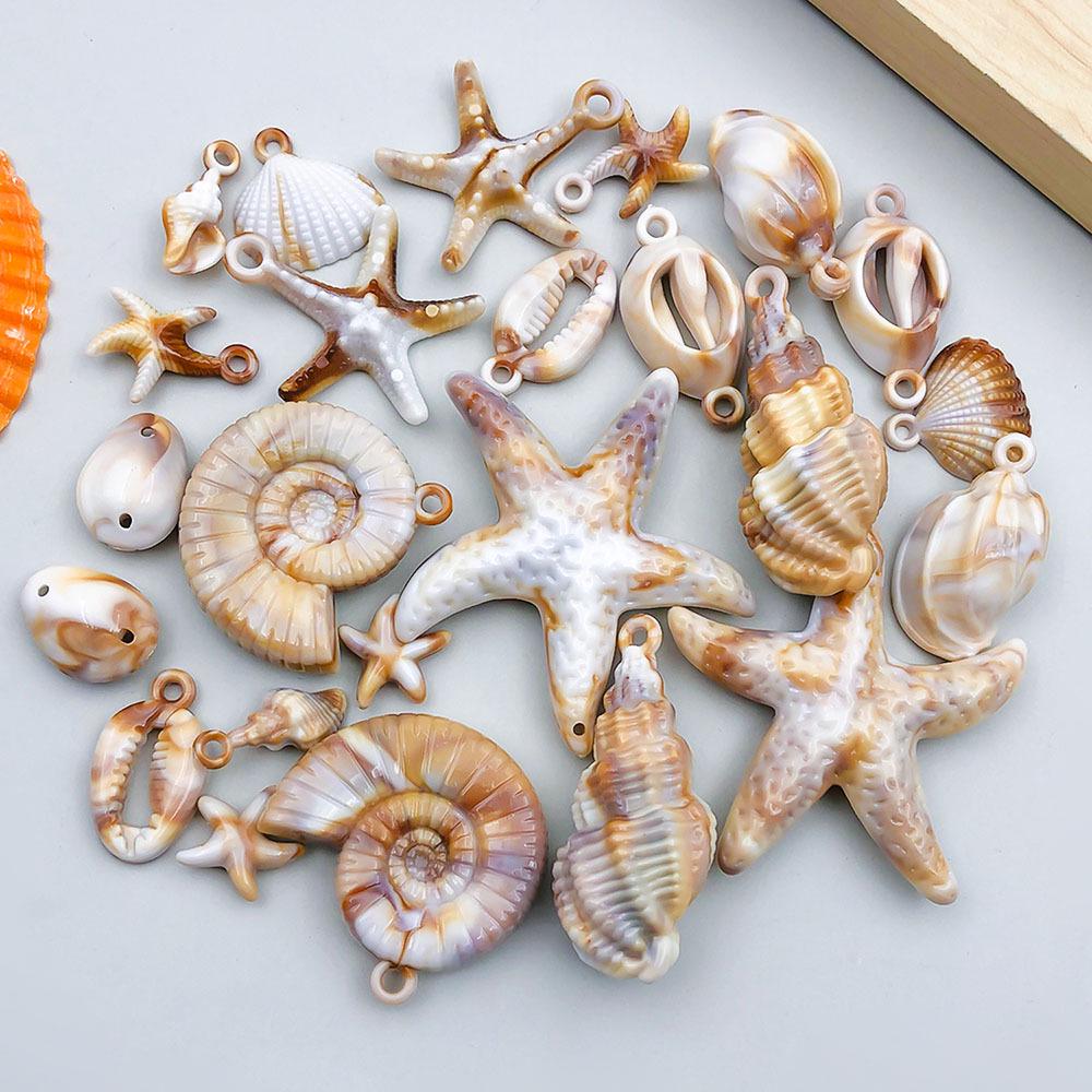 New Acrylic Ocean Conch & Starfish Pendant Charm for DIY Bracelets & Necklaces