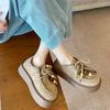 Women's Casual Thick Bottom Shoes Outdoor Wear Wide Foot Half Slippers Retro Toe Covering Comfortable Footwear Lace Up for Women