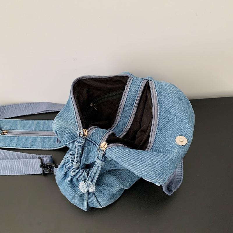 Stor Kapacitet Denim Ryggsäck Multifunktionell Bröstväska Dam Axel Crossbody Väska