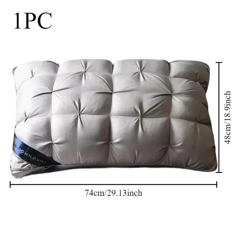 1PC Luxury White Goose Down Pillows Down-proof King Queen 100% Cotton Bedding 3D Style Rectangle Pillow for You Lover Gift