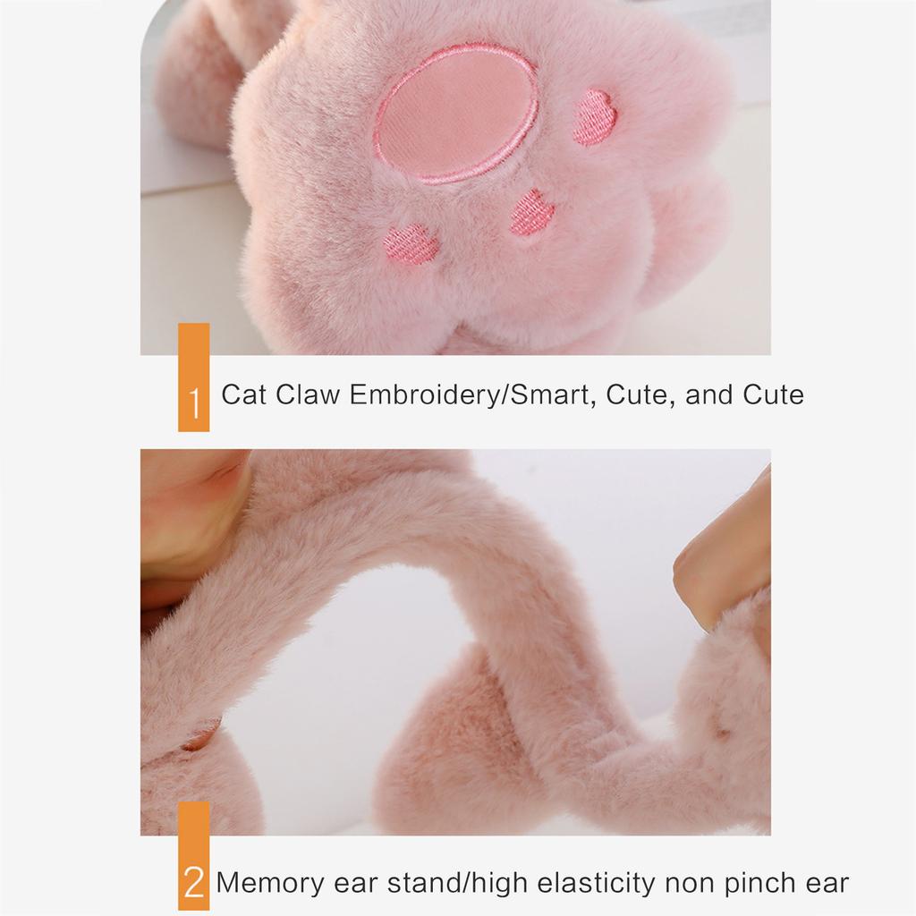 Cartoon Cat Ear Shape Plush Earmuff Adult Elastic Ear Warmer Winter Cold Winter Presents for Students Teens Skiing