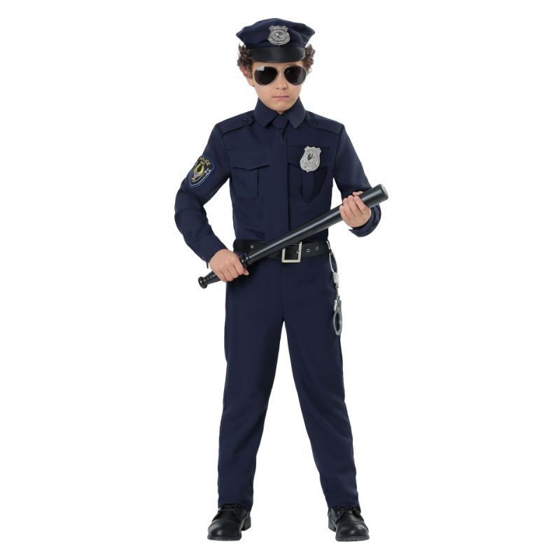 610,000 Halloween Children's Dress-up Clothing Police Uniform Boys and Girls Slim-fit One-piece Police Skirt Military Uniform