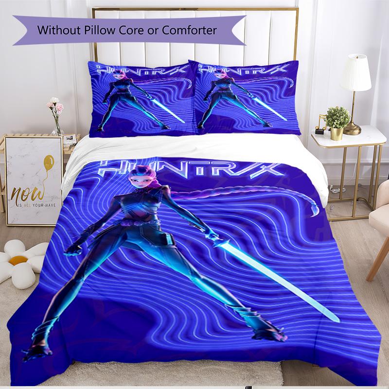 3pcs Duvet Cover Set (1*Duvet Cover + 2*Pillowcase, Without Core), KPop Demon Hunters Print Soft All‑Season Bedding Set, Home Bedroom Decor Gift