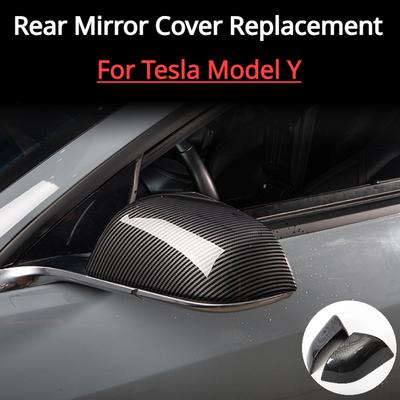 Rear Mirror Stickers for Tesla Model Y Carbon Fiber ABS Rearview Mirror Side Cover Decor Car Modification for Model Y 2020-2025