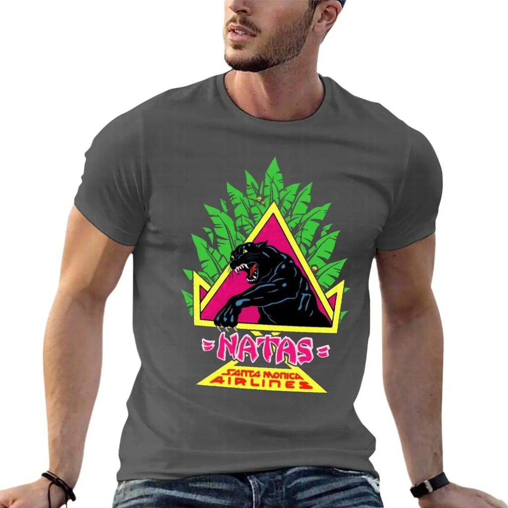 Vintage Santa Monica Airlines Natas Kaupas Funny Oversized T Shirt Printed Men Clothes 100 Cotton Streetwear Plus Size Top Tee