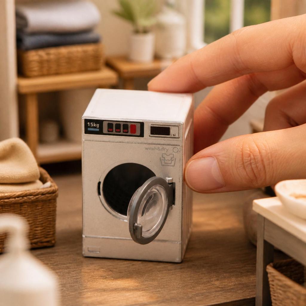 Miniature Front-Loading Washing Machine Compact for Dioramas, Diorama Makers