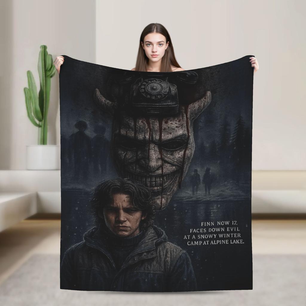 Black Phone 2 Movies Blanket Picnic Flannel Bedding Throws For Couch Chair Soft Warm Custom Quality Bedspread Birthday Gift