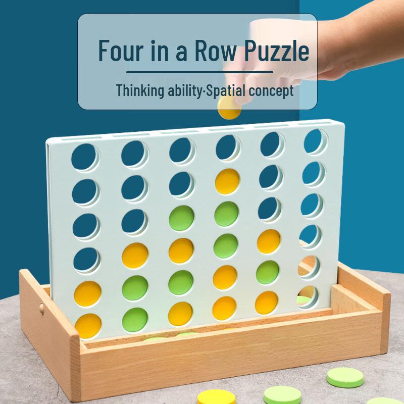 Wooden Four-in-a-Row Strategy Game