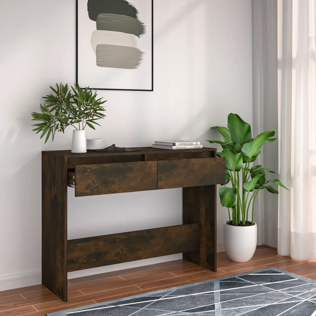 Vidaxl Stolik Konsolowy, Przydymiony Dąb, 100X35X76,5 Cm