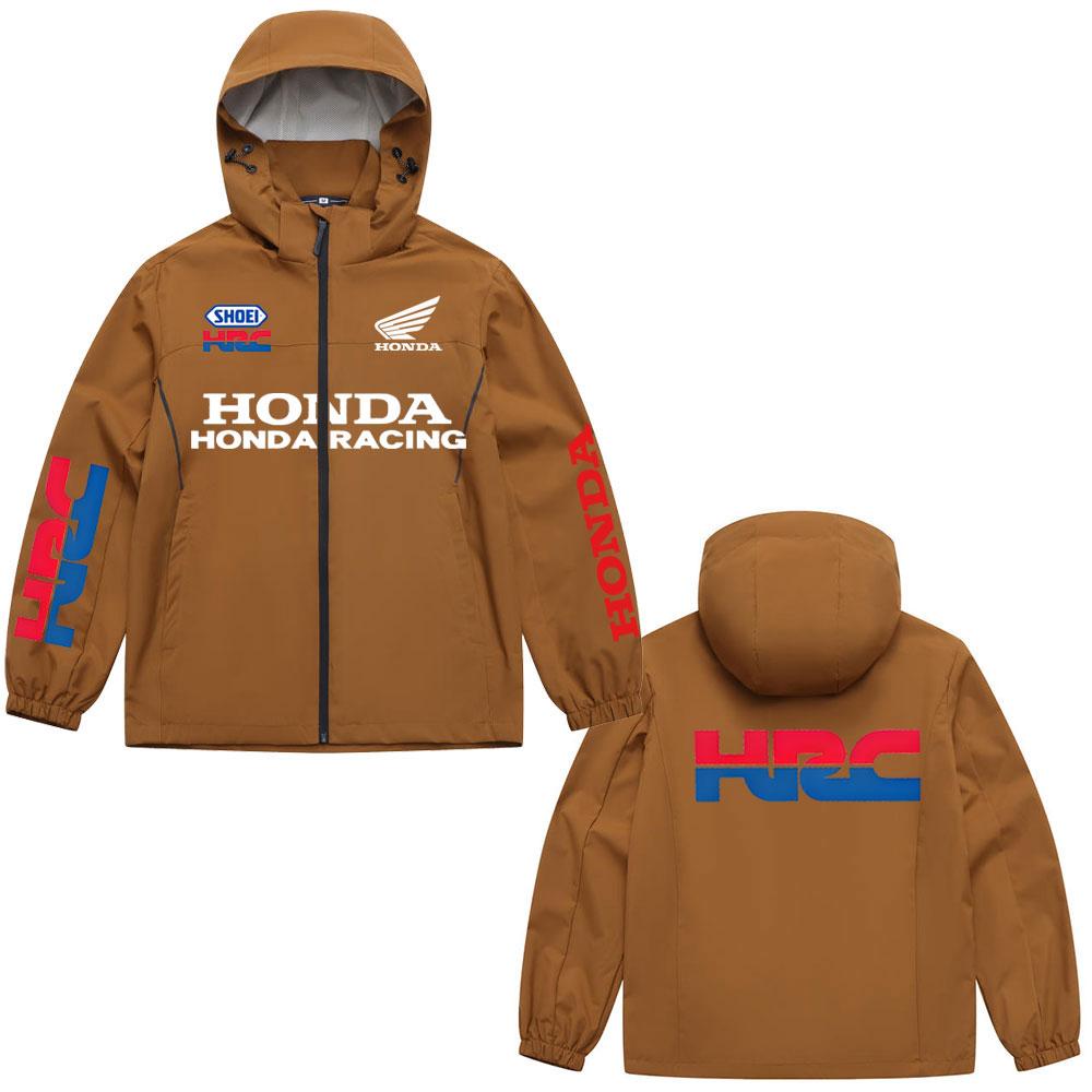 Men And Women Honda print Waterproof down Outdoor lightweight for hiking Jacket Motorcycle Riding Sports Zipper Hooded Clothing