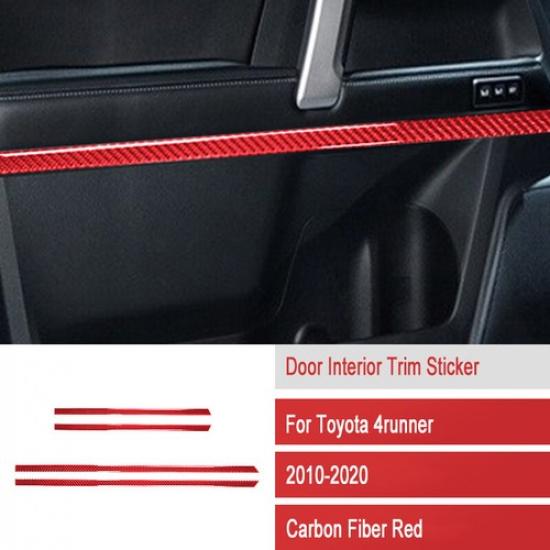 Set Glossy Red Carbon Fiber Car Inner Door Strip Sticker For 4Runner 2010-