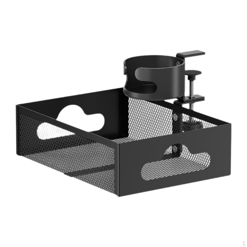 Cable Management Tray for Under Desk Use with Heavy Duty Storage Drawer and Cup Holder