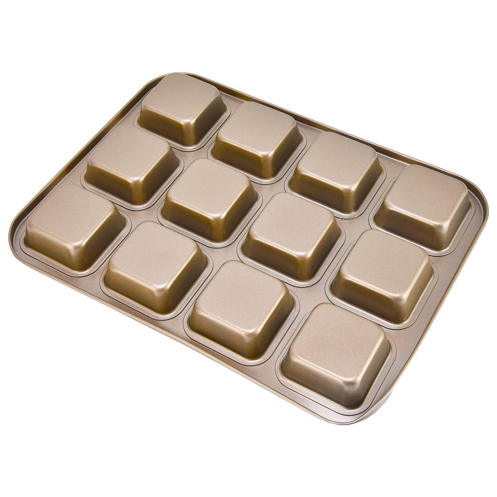 Mini Loaf Baking Pans 12 Cavity Brownie Baking Pan Carbon Steel Muffin Bakeware Cupcake Bread Divider Mold