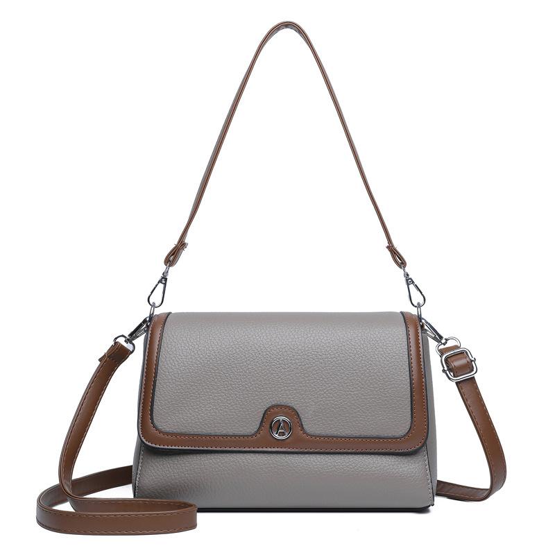 

Women s Bag Contrast Color Crossbody Bag Soft Leather Hand Shoulder Bag сірий