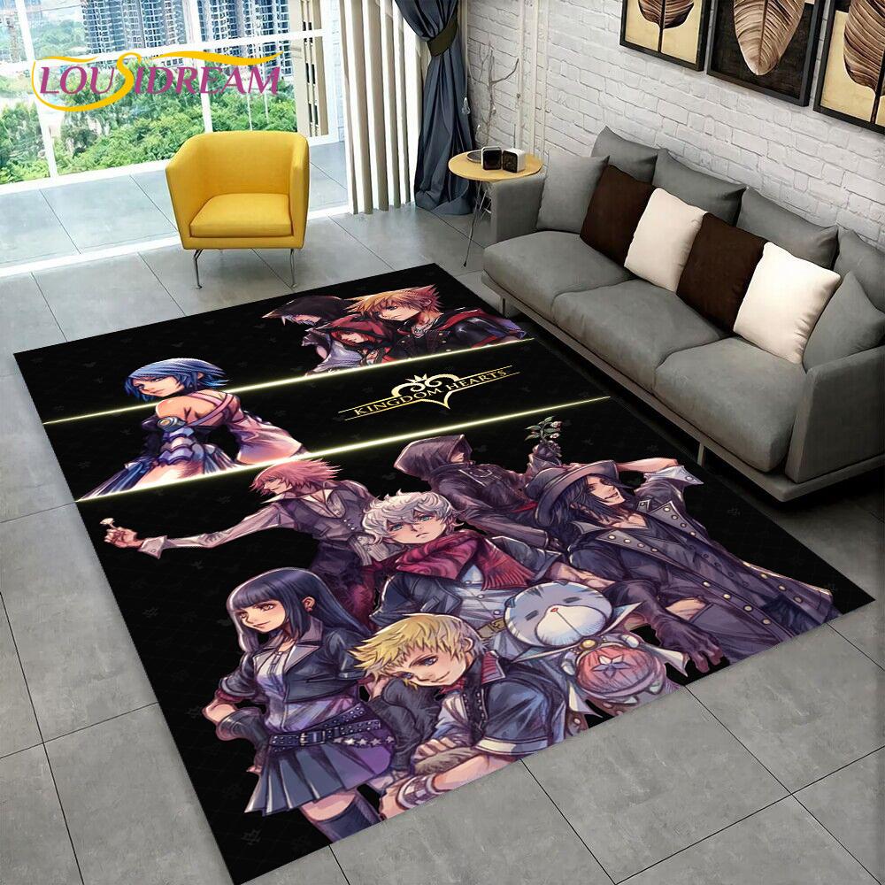 3D Cartoon Kingdom Hearts Game Carpet Rug for Home Living Room Bedroom Sofa Doormat Decor,kids Play Area Rug Non-slip Floor Mat