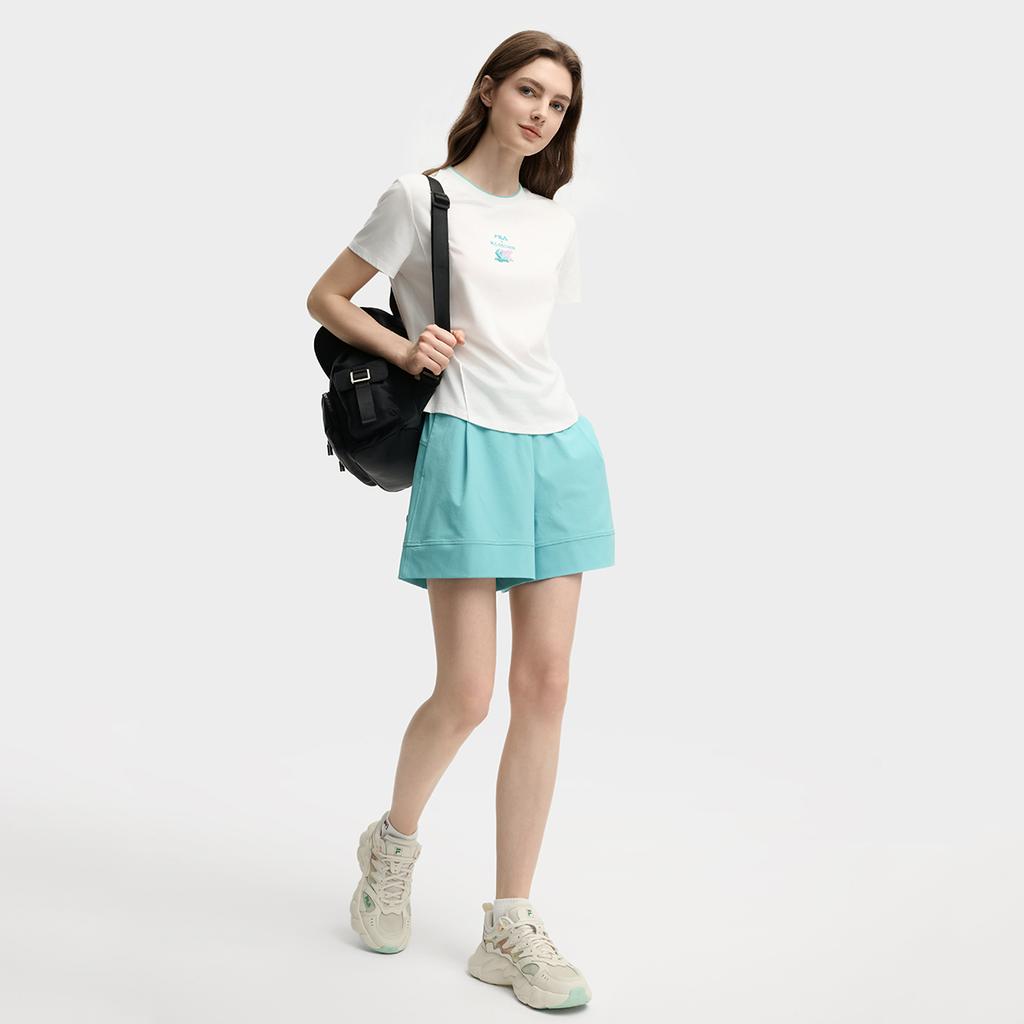 Fila X M.C. ESCHER Heritage Series Round Neck Comfortable Pullover Short Sleeve T-Shirt Women T-Shirt Cloud-White F11W538107F-WT